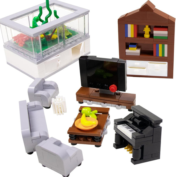 Building Block Furniture, Includes Items Such as a Bed, TV, Bookshelf, Kitchen