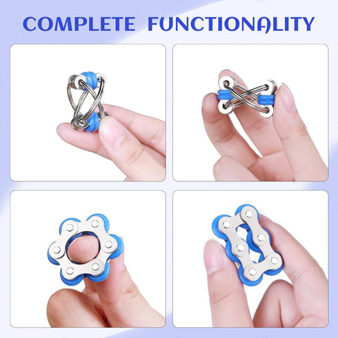 8 Pack Pcs Sensory Fidget Toys Flippy Roller Bike Chain Fidget Spinner Anxiety and Stress Relief Silent Tools Mesh