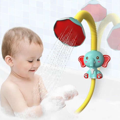 taseyok Toddler Bath Toys, Baby Bathtub Toys with Elephant Shower Sprays and Slide Track, Fishing Floating Animals