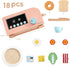 18-Piece Playset, 3+ Pillowhale Bagel & Toast Pop-Up Toaster Wooden Breakfast Montessori Kitchen Toy Includes Bagels