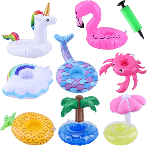 Blovec Inflatable Drink Floats, 8 Pack Inflatable Drink Holders, Cup Coasters for Summer Pool Party