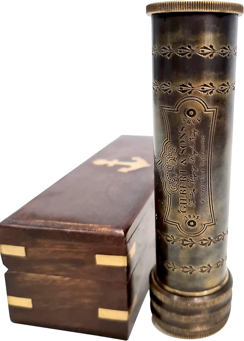 collectiblesBuy Antique Finish Brass Kaleidoscope, Gilbert & Sons Engraved Nautical Instrument Table Decor