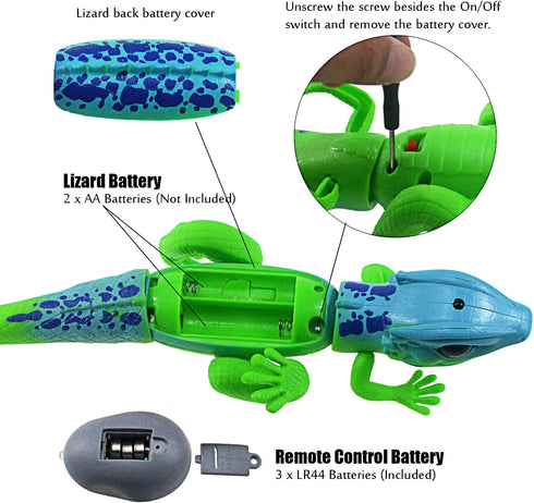 Tipmant RC Lizard Remote Control Animal Chameleon Realistic Crawler Vehicle Car Trick Halloween Christmas Prank Toys