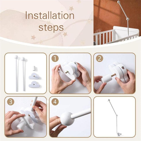 Hanging Wooden Baby Crib Mobile Arm, Baby Mobile Holder Arm, Mobile Arm for Crib, Strong Slip Attachment Wooden Nursery