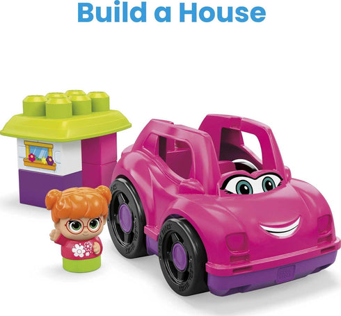 Mega BLOKS First Builders Toddler Building Blocks Toy Set, Catie Convertible with 6 Pieces and Storage, Pink
