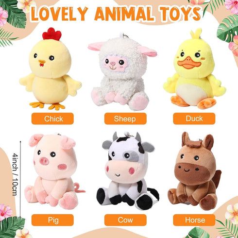 12 4 Inch Pcs Mini Farm Stuffed Animals Bulk Farm Plush Toys Animals Plush Cow Horse Duck Chick Pig Sheep for Wedding