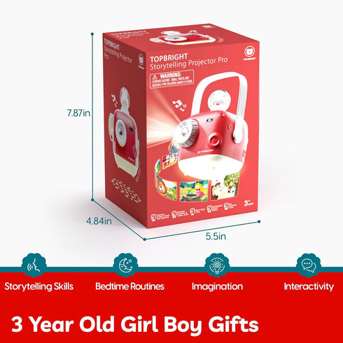 TOP BRIGHT 8 3 Story Projector for Kids, Audio Books with Stories and Music, Bedtime Story Telling Toys with Night
