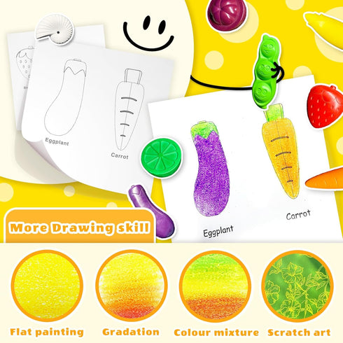 R&DLanci 8 Count, Toddler Crayons Non Toxic Washable Crayons for Toddlers, Unbreakable Easy-Grip Vegetable & Fruit