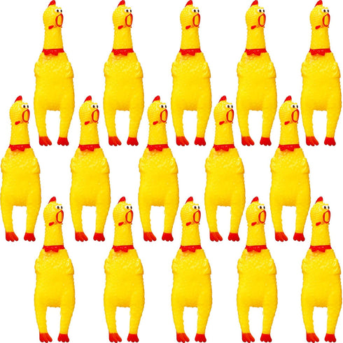 Gejoy 15 Pcs Rubber Screaming Chicken Queeze Novelty Toys Squeaky Noise Shrilling Shrieking
