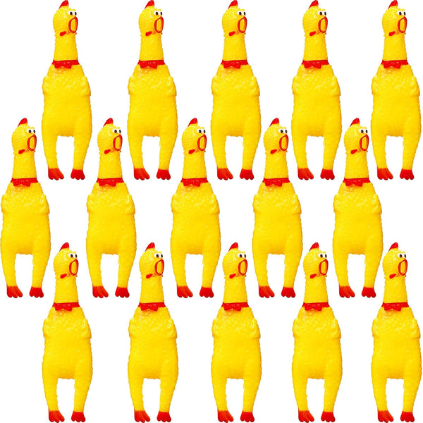 Gejoy 15 Pcs Rubber Screaming Chicken Queeze Novelty Toys Squeaky Noise Shrilling Shrieking