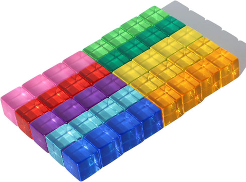 Rainbow Acrylic Gem Cubes Blocks - 40-Pcs Educational Sensory Training Crystal Toys for Color Learning