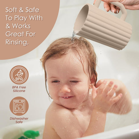 Silicone Baby Bath Rinse Cup with Easy Grip Handle - Perfect for Bath Time