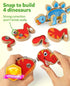 Playset, 3 4 5 Coogam Dinosaur Snap Together Building Toys, Wooden Take Apart Dinosaur STEM Montessori Educational Fine