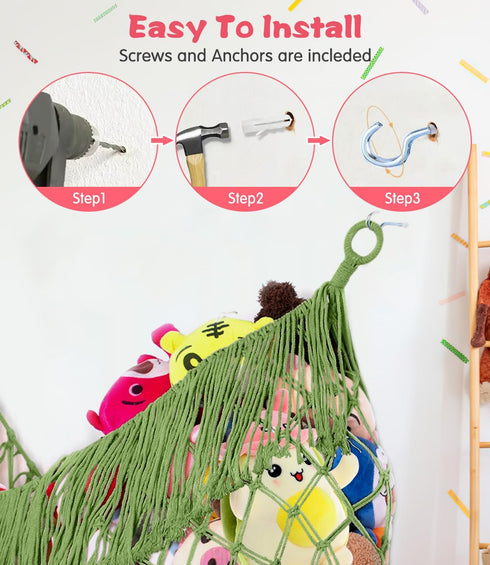 Hammock 56'' Hammock Stuffed Animal - Extra Large Long, Stuffed Animal Storage, stuffed animal Holder net, Large