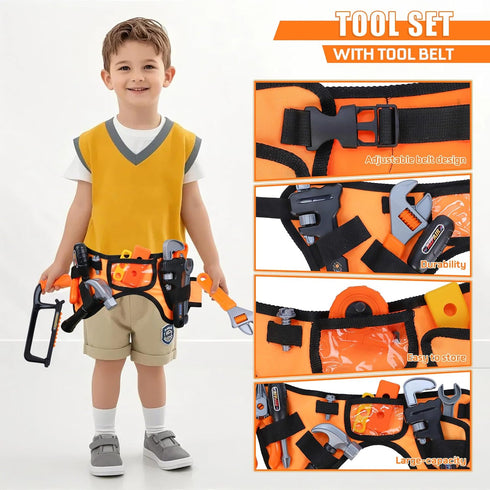 Set,MAGIC4U 52PCS Set 3-8 Kids Tool Toddler Tool with Electric Drill Toy & Kids Tape Measure, Pretend Play Construction