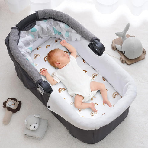 3 Pack PHF Soft Bassinet Sheets, Rainbow Breathable Comfy Cradle Sheets for Baby Boys Girls Neutral, No Slip Universal