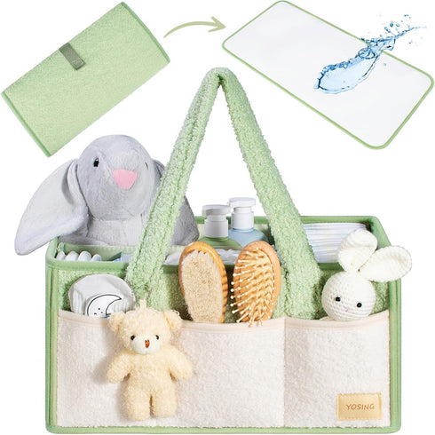 YOSING 2in1 Diaper Caddy with Changing Pad, Baby Diaper Caddy Organizer with