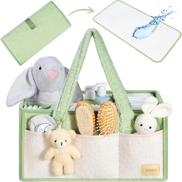 YOSING 2in1 Diaper Caddy with Changing Pad, Baby Diaper Caddy Organizer with