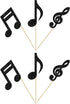 24Pcs Gyufise Music Notes Cupcake Toppers Black Glitter Musical Symbol Cupcake Picks for Rock Music Concert Theme Baby