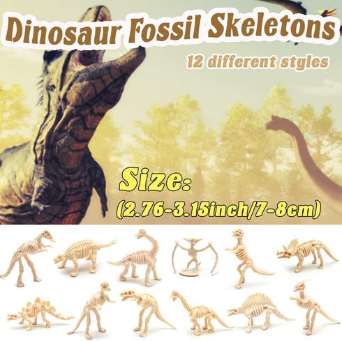 Qiuttnqn 60 Pack Dinosaur Fossil Skeletons, Plastic Dino Bones Toys for Science Play and Party Favors