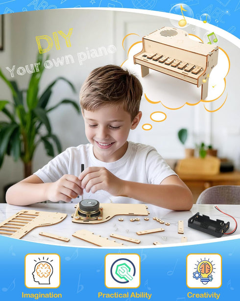 8-12, 3D 8 9 10 11 13 14 15 16, 12-14 Poraxy STEM Toys for Girls Age Playable Piano,Wooden Puzzles Craft Kits for Girls