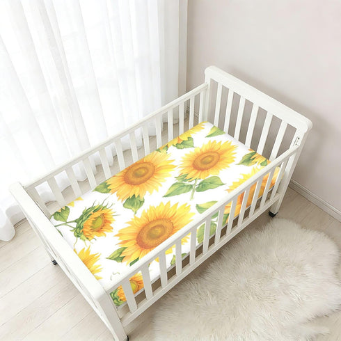 Bseiialft 52 28 Sunflowers Floral Crib Sheets for Boys Girls Soft and Breathable Cotton Baby Sheets for Standard Crib