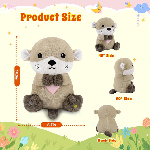 BRICHOEE Breathing Stuffed Animal, Soothing Otter Stuffed Animal with Breathing Motion, Calming Sound and Light