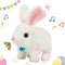 Easfan Walking Bunny Stuffed Animal, Interactive Jumping Spotted Rabbit Educational Plush Toy for Kids, 7''