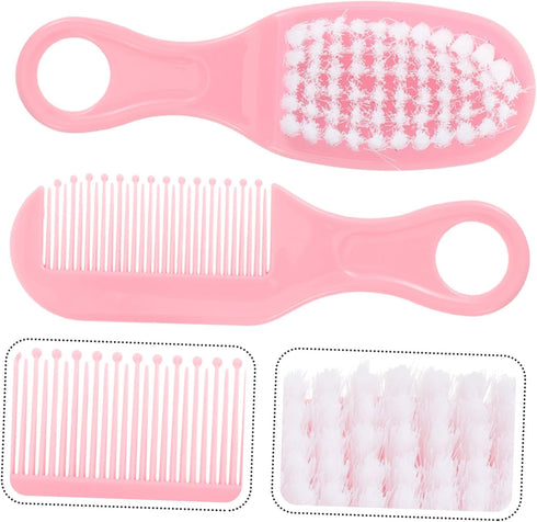Set Infant Massage Brush Soft Hair Brush Comb Static-Free Grooming Kit for Newborns