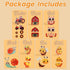 HUZU Farm Snap Wooden Blocks Montessori Building Toy for Toddler Kids, Moving Wheels Tractor, Lockable Door Barn, Mix