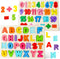 AMOR PRESENT 2PCS Educational Wooden Puzzles for Kids, Alphabet Number Shape Montessori Toys for Boys Girls
