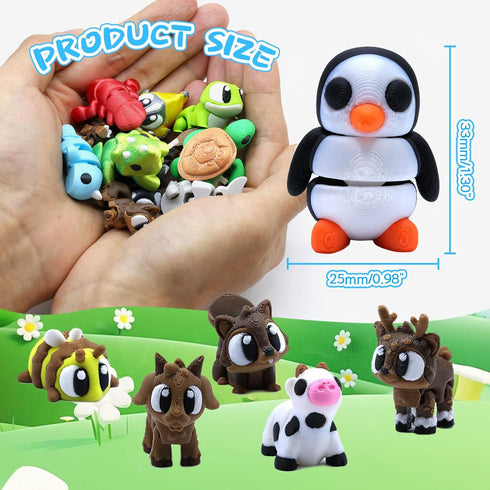 YoukkbbL 50 3D Set, 3D Pcs Mini Printed Animals Figurines Printed Toys for Kids, Easter Basket Stuffers for Boys