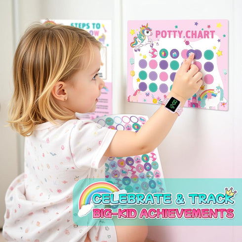 Etuwoe Potty Training Watch & Chart for Toddler Girls: Adjustable Volume Potty Watches for Kids Unicorn Potty Training