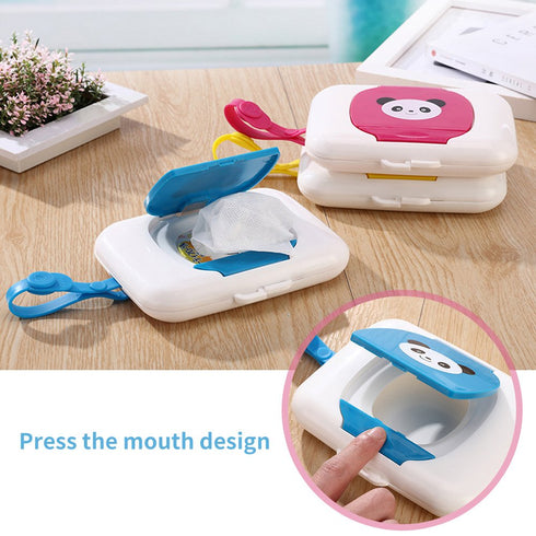 Wet Wipes Storage Box, Baby Portable Wipes Dispenser Travel Refillable Container Tissue Storage Box for Car Bathroom