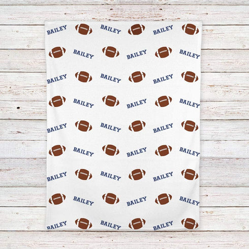 Lovable Gift Co Football Baby boy Receiving Swaddle Blanket, Blue and Brown