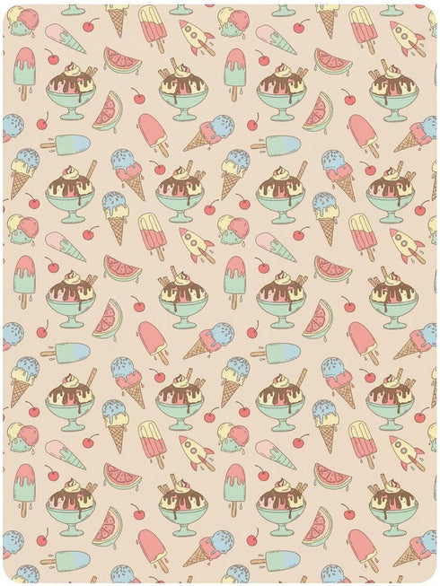 Jynexis 52x28 Ice Cream Cherry Beige Print Baby Crib Sheets, Cotton Fitted Crib Sheet, Soft Breathable, Fits Standard