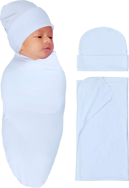 RATIVE Stretchy Swaddle Blanket Receiving Blankets with Headband Cap for Unisex Newborn