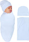 RATIVE Stretchy Swaddle Blanket Receiving Blankets with Headband Cap for Unisex Newborn