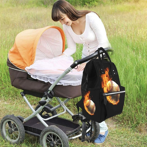 DWVTSLH Backpack Mummy Backpack Fire Baseball Diaper Bag Multifunction Nappy Bags Waterproof Large Capacity Travel