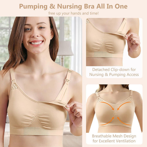 Hands-Free Nursing Bra for Large Bust - Wireless Maternity Bralette