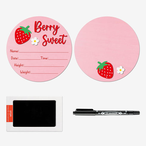 R HORSE Baby Announcement Sign with Ink Pad and Marker Pen Pink