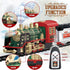 Mini Tudou Christmas Electric Train Set w/Steam, Sound & Light, Remote Control Train Toys with Steam Locomotive Engine,