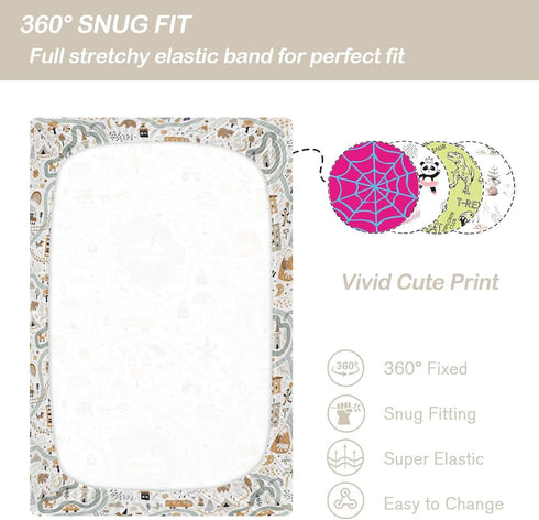 CaTaKu 27""x 39"", 325316134p821c876s1913 World Map Animal Crib Sheets for Baby Girls Boys,Neutral Mini Crib Mattress