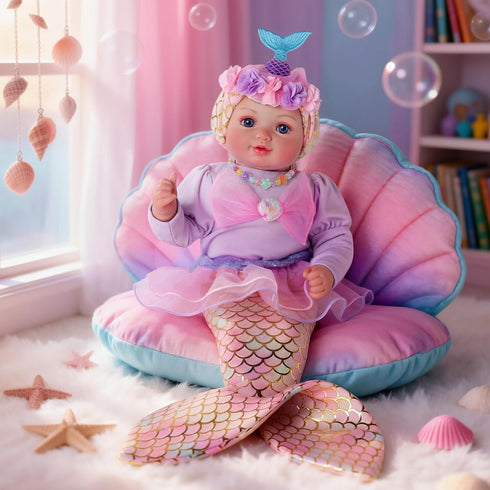 17-Inch 3+ 4 5 6 7 8 9 BABESIDE Mermaid Baby Doll - Realistic Soft Baby Dolls with Playful Mermaid Tail & Accessories