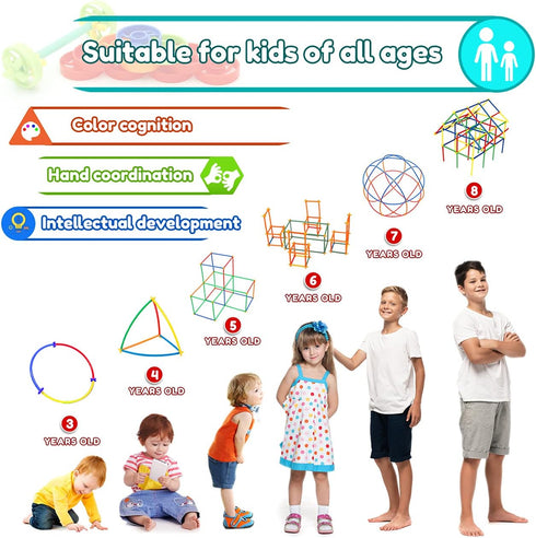 Straw Constructor Toys STEM Building Toys, 600Pcs Interlocking Plastic Engineering Toys for Kids Ages 3-8