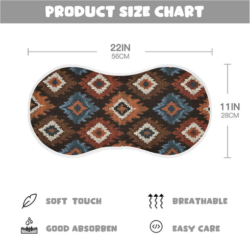 decor gift 4 Pack 22x11in Cotton Burp Cloths Muslin Breathable Rust Ikats Vector wash Cloth for Unisex Newborns