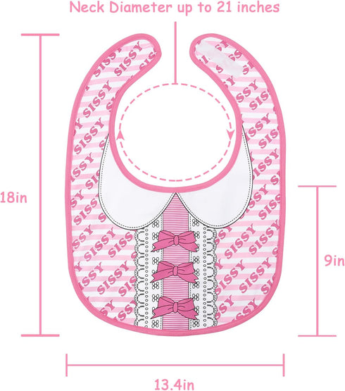 Littleforbig Cotton Waterproof Babydoll Printed Adult Bib - Adjustable Velcro Closure, Pretty in Pink Sissy Bib