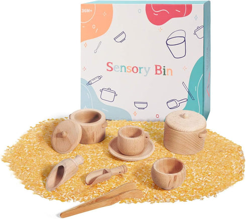 Sensory Bin Toys for Toddlers - Montessori & Waldorf Pretend Play Dish & Tongs - Fine Motor Learning Toys for Sensory