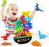 FFTROC Montessori Dinosaur Toys for 2-4 Year Old Boys - Wooden Stacking Dinosaur Toys for Kids