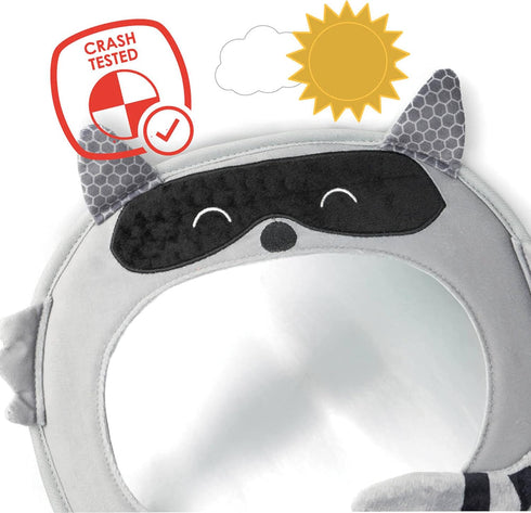 Diono Easy View Racoon Character Baby Car Mirror, Safety Car Seat Mirror for Rear Facing Infant, Fully Adjustable,
